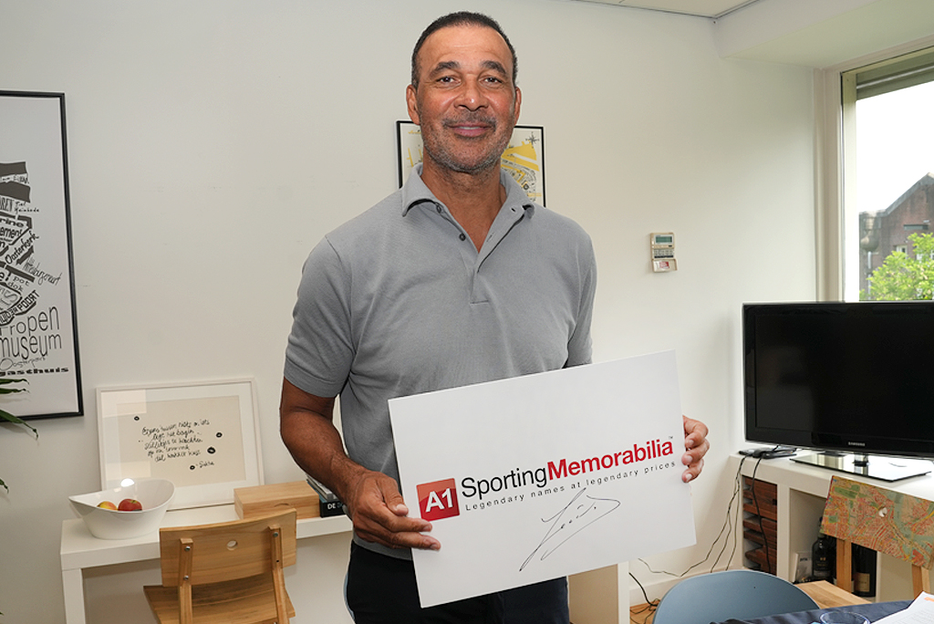 Ruud Gullit signs for A1 Sporting Memorabilia on 27th May 2024 in Amsterdam, Netherlands.