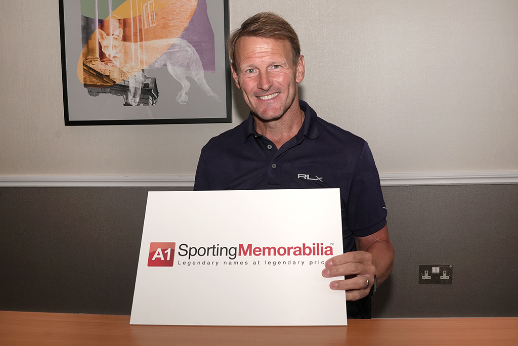 Teddy Sheringham signs for A1 Sporting Memorabilia on 7th June 2024 in London, UK.