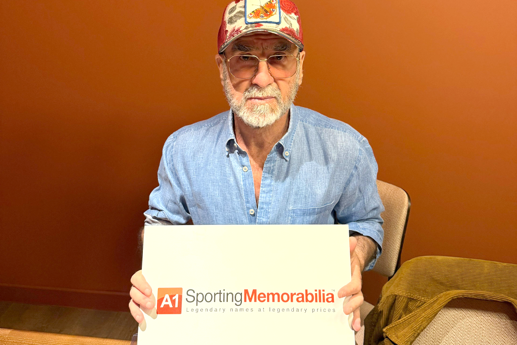 Eric Cantona signs with A1 Sporting Memorabilia on the 9th May 2025, in Paris, France.