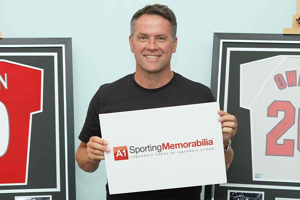 Michael Owen signs with A1 Sporting Memorabilia on the 18th August 2025, in London, UK.