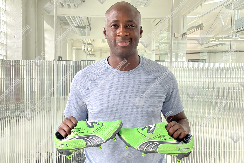 Yaya Touré signs for A1 Sporting Memorabilia on the 25th July 2025 in London, UK.
