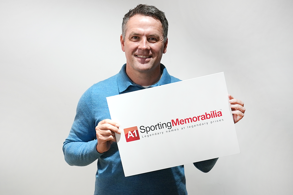 Michael Owen signs with A1 Sporting Memorabilia on the 8th December 2025, in London, UK.